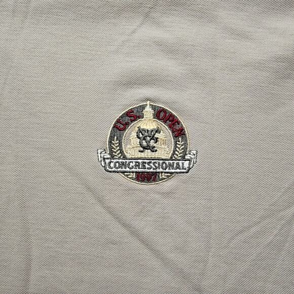 Vintage U.S. Open 1997 Goldwin Men's XXL Polo Shirt Beige Golf Apparel Cotton - Picture 2 of 8